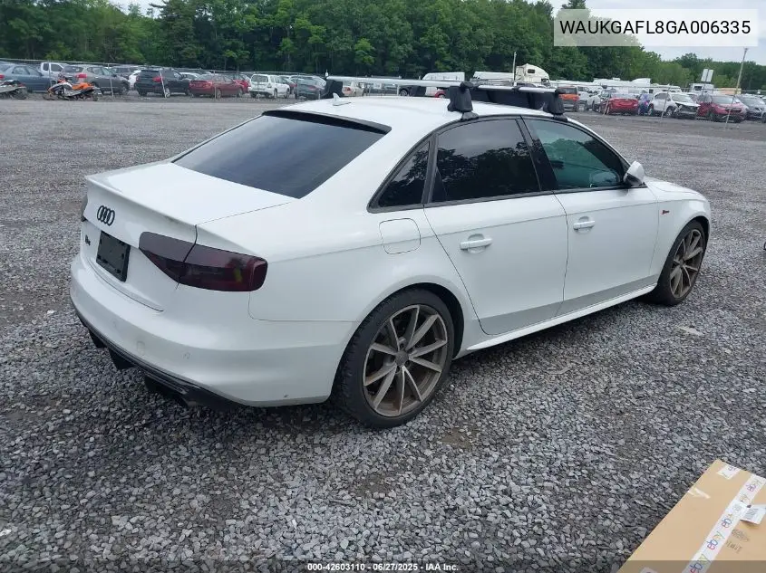 2016 Audi S4 Prestige VIN: WAUKGAFL8GA006335 Lot: 42603110