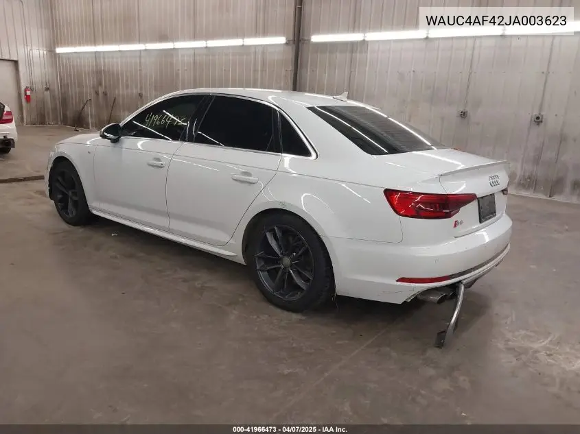 2018 Audi S4 3.0T Premium Plus VIN: WAUC4AF42JA003623 Lot: 41966473