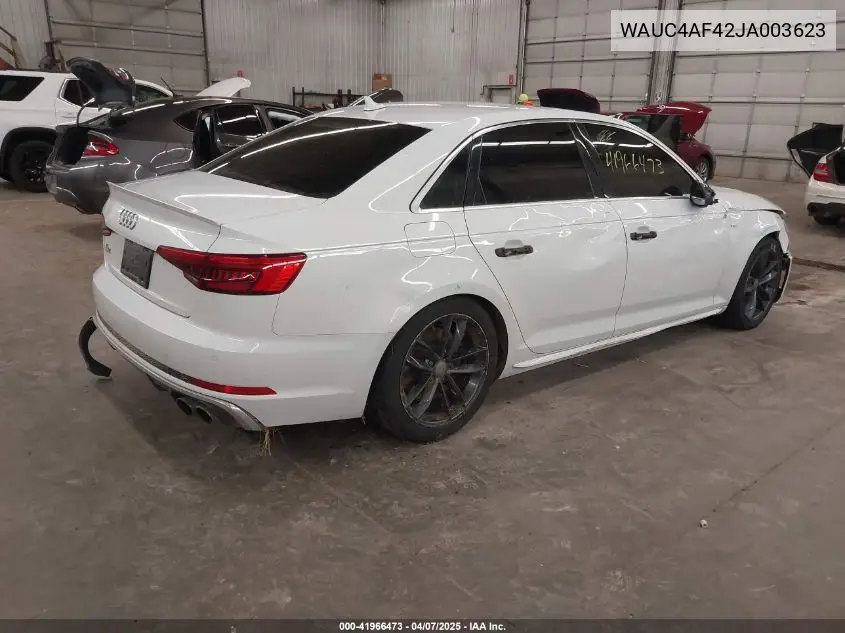 2018 Audi S4 3.0T Premium Plus VIN: WAUC4AF42JA003623 Lot: 41966473