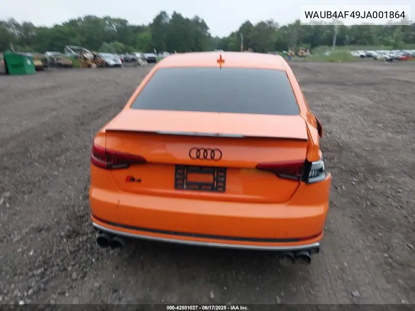 2018 Audi S4 3.0T Premium Plus VIN: WAUB4AF49JA001864 Lot: 42501027