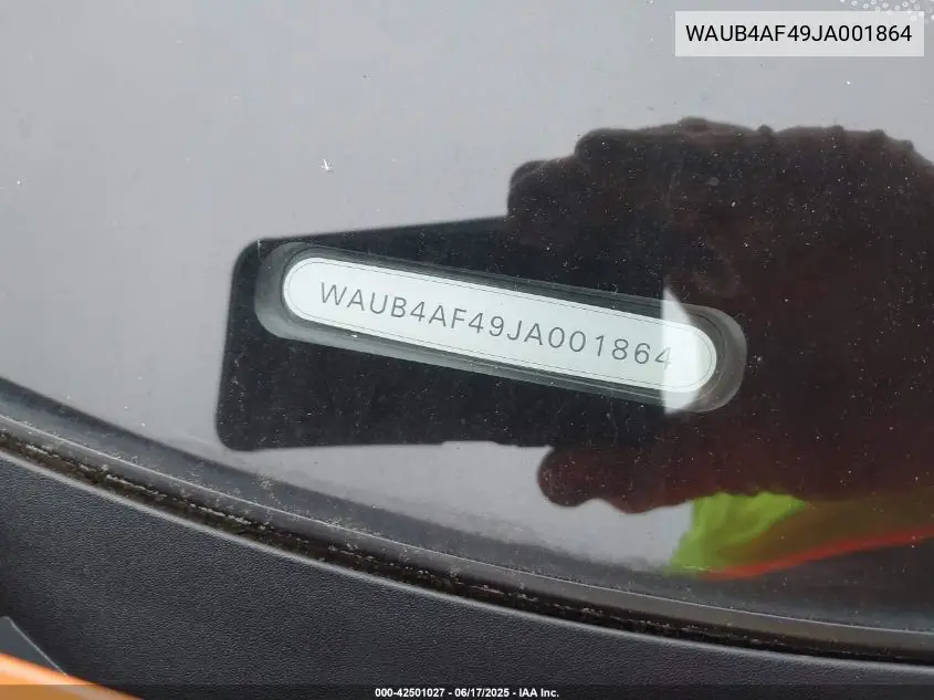 2018 Audi S4 3.0T Premium Plus VIN: WAUB4AF49JA001864 Lot: 42501027
