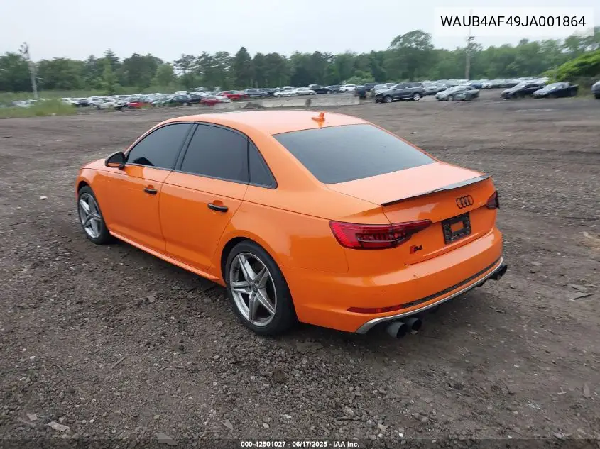 2018 Audi S4 3.0T Premium Plus VIN: WAUB4AF49JA001864 Lot: 42501027
