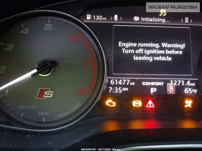 2018 Audi S4 3.0T Premium Plus VIN: WAUB4AF49JA001864 Lot: 42501027