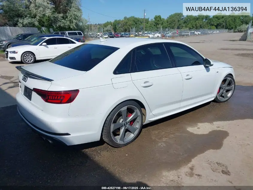 2018 Audi S4 3.0T Premium Plus VIN: WAUB4AF44JA136394 Lot: 42527198