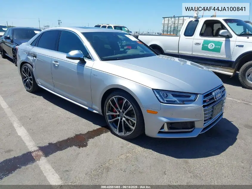 2018 Audi S4 3.0T Premium Plus VIN: WAUC4AF44JA100841 Lot: 42551465