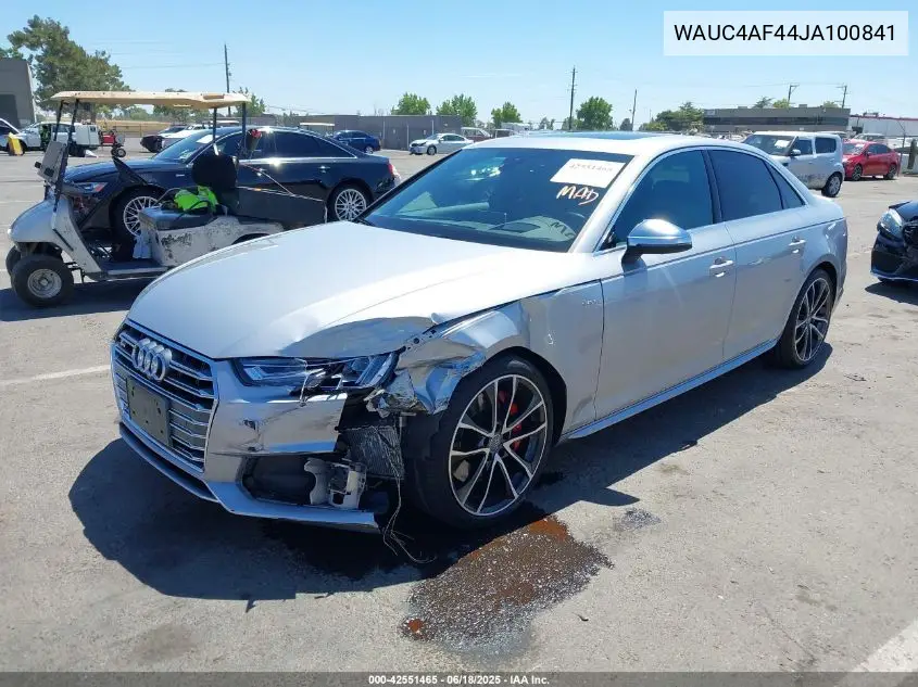 2018 Audi S4 3.0T Premium Plus VIN: WAUC4AF44JA100841 Lot: 42551465