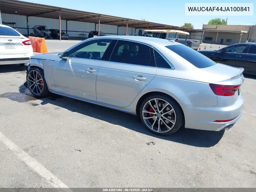 2018 Audi S4 3.0T Premium Plus VIN: WAUC4AF44JA100841 Lot: 42551465