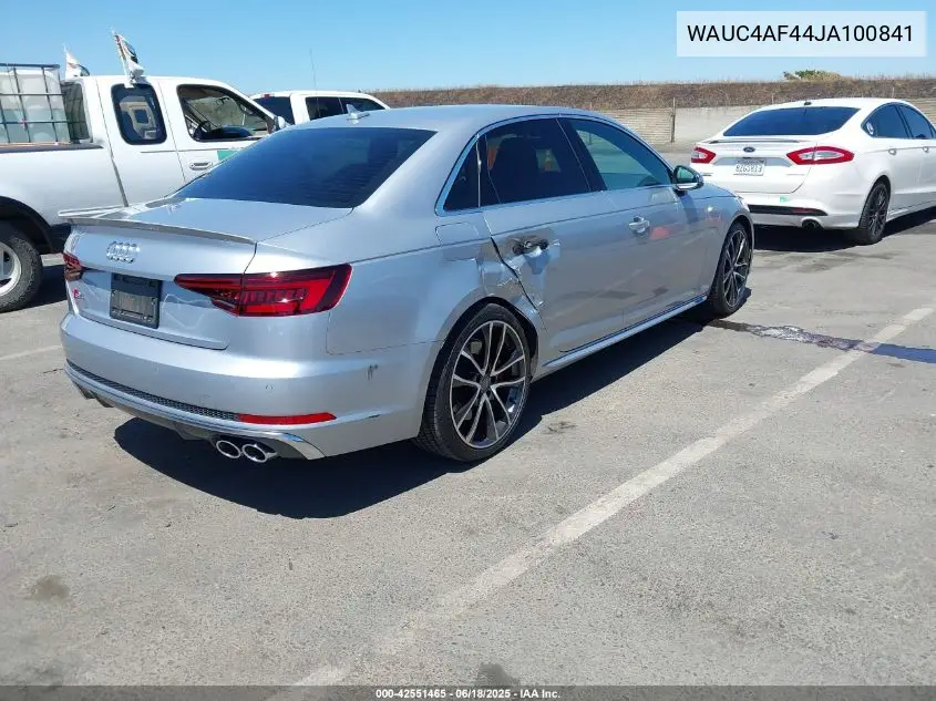 2018 Audi S4 3.0T Premium Plus VIN: WAUC4AF44JA100841 Lot: 42551465