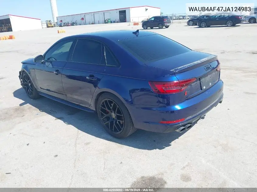 2018 Audi S4 3.0T Premium Plus VIN: WAUB4AF47JA124983 Lot: 42555003
