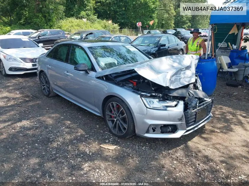 2018 Audi S4 3.0T Premium Plus VIN: WAUB4AF43JA037369 Lot: 42658468