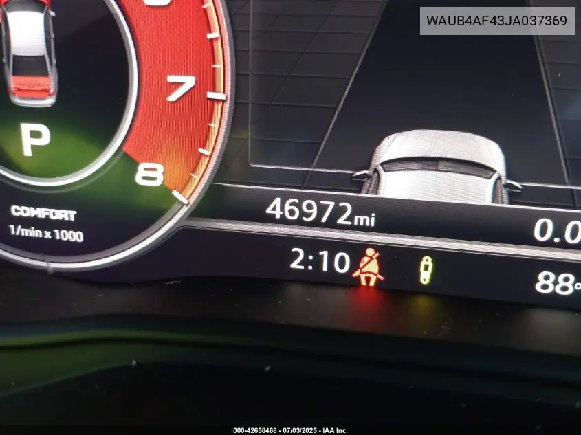 2018 Audi S4 3.0T Premium Plus VIN: WAUB4AF43JA037369 Lot: 42658468