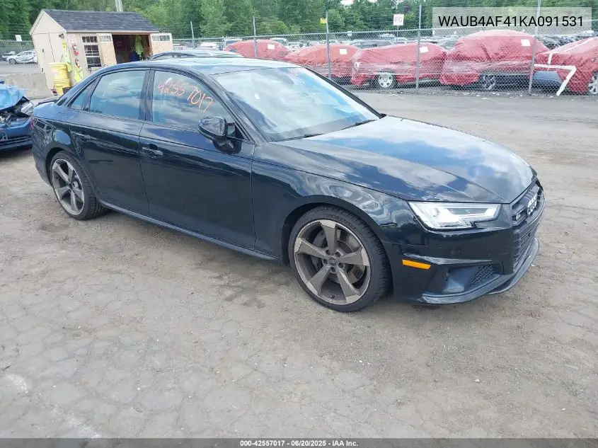 2019 Audi S4 3.0T Premium VIN: WAUB4AF41KA091531 Lot: 42557017