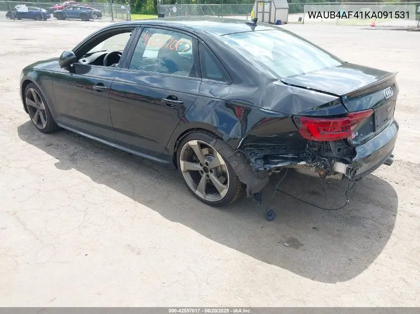 2019 Audi S4 3.0T Premium VIN: WAUB4AF41KA091531 Lot: 42557017