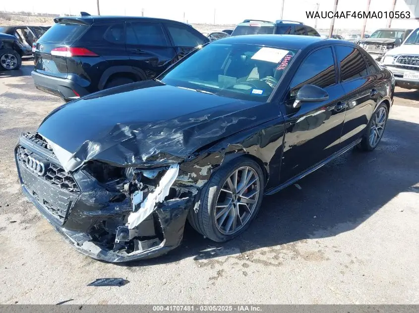 2021 Audi S4 Prestige Tfsi Quattro Tiptronic VIN: WAUC4AF46MA010563 Lot: 41707481