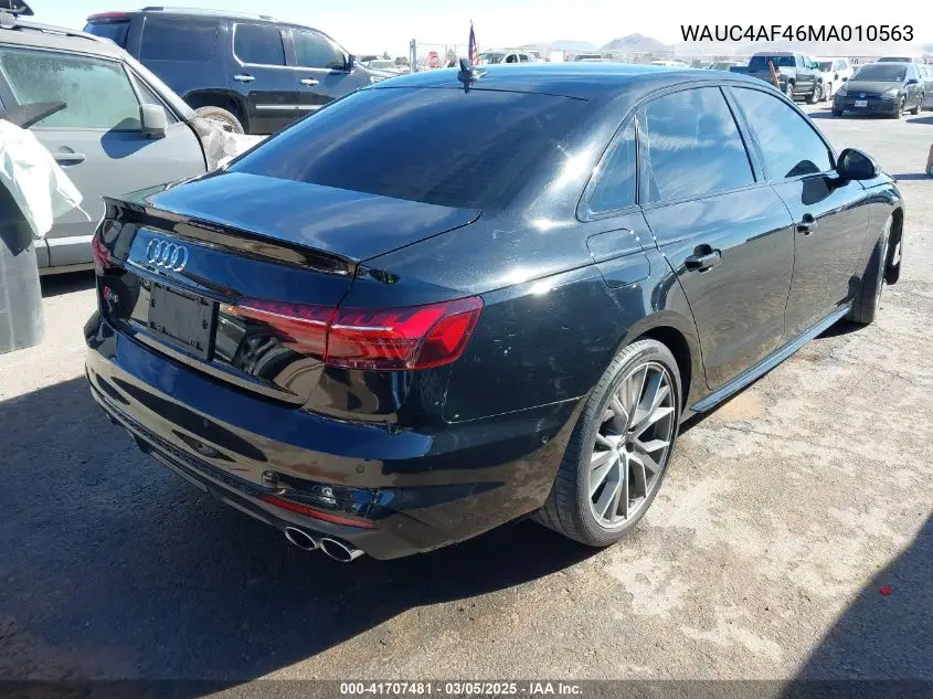 2021 Audi S4 Prestige Tfsi Quattro Tiptronic VIN: WAUC4AF46MA010563 Lot: 41707481