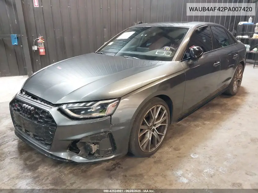 2023 Audi S4 Premium Plus Tfsi Quattro Tiptronic VIN: WAUB4AF42PA007420 Lot: 42524981