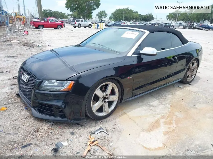2011 Audi S5 3.0 Premium Plus VIN: WAUCGAFH5BN005810 Lot: 42570122