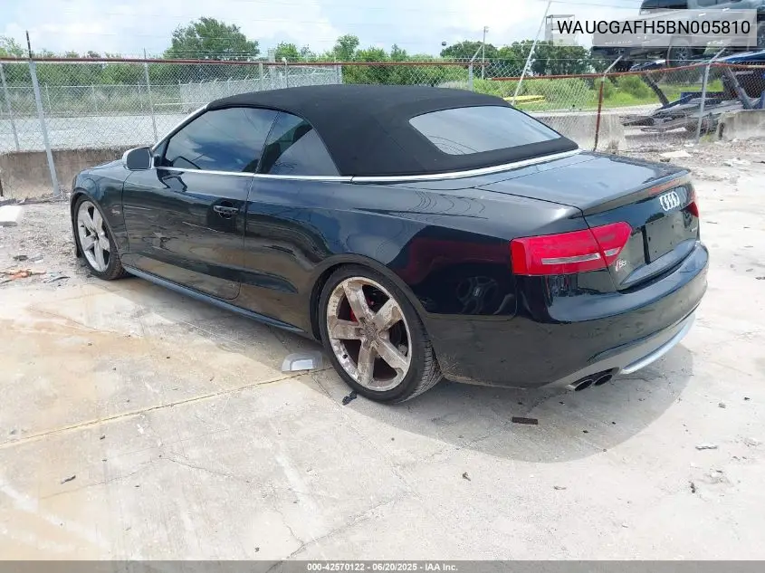 2011 Audi S5 3.0 Premium Plus VIN: WAUCGAFH5BN005810 Lot: 42570122