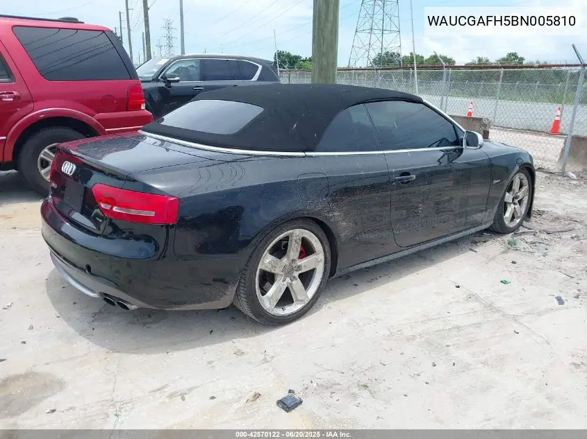 2011 Audi S5 3.0 Premium Plus VIN: WAUCGAFH5BN005810 Lot: 42570122