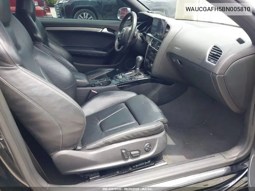 2011 Audi S5 3.0 Premium Plus VIN: WAUCGAFH5BN005810 Lot: 42570122