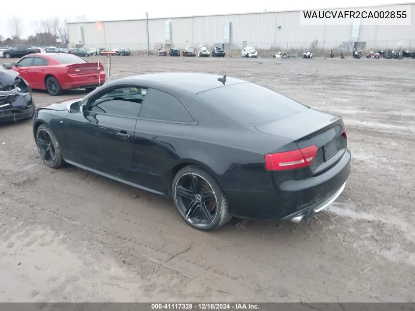 2012 Audi S5 4.2 Premium Plus VIN: WAUCVAFR2CA002855 Lot: 41117328