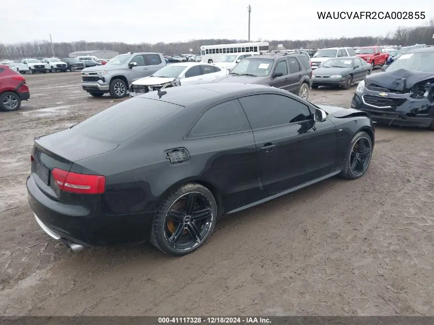 2012 Audi S5 4.2 Premium Plus VIN: WAUCVAFR2CA002855 Lot: 41117328