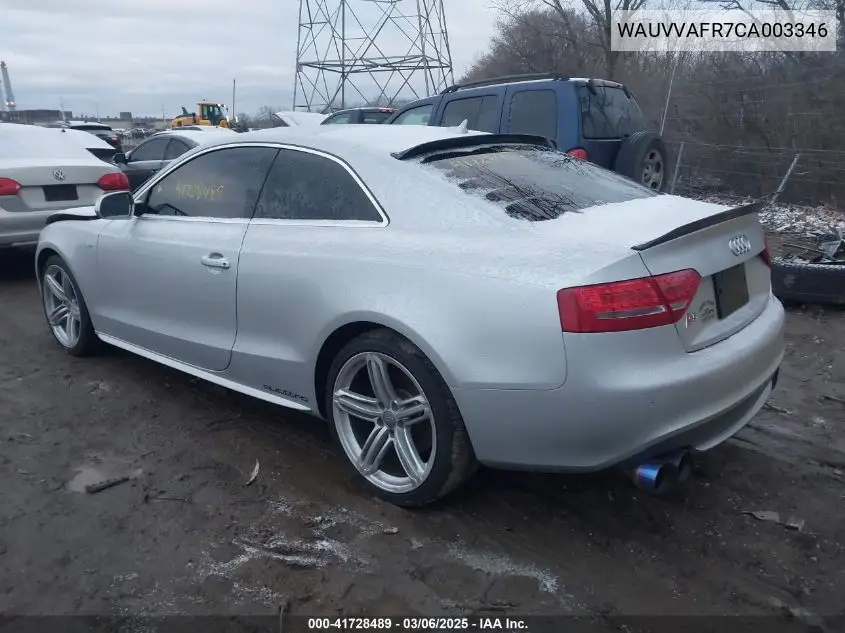 2012 Audi S5 4.2 Premium Plus VIN: WAUVVAFR7CA003346 Lot: 41728489