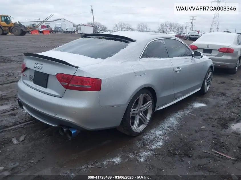2012 Audi S5 4.2 Premium Plus VIN: WAUVVAFR7CA003346 Lot: 41728489