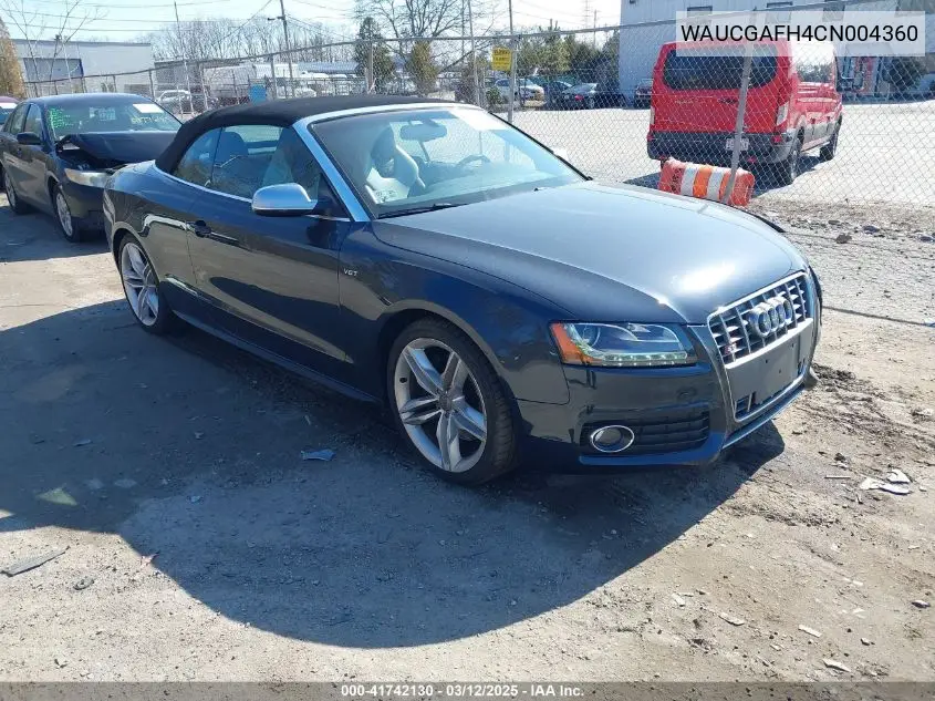 2012 Audi S5 3.0 Premium Plus VIN: WAUCGAFH4CN004360 Lot: 41742130