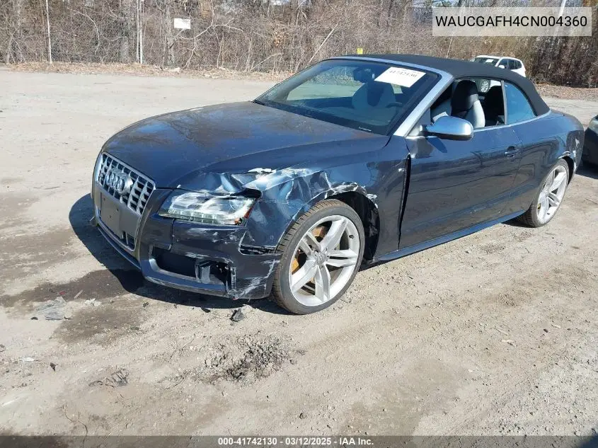 2012 Audi S5 3.0 Premium Plus VIN: WAUCGAFH4CN004360 Lot: 41742130