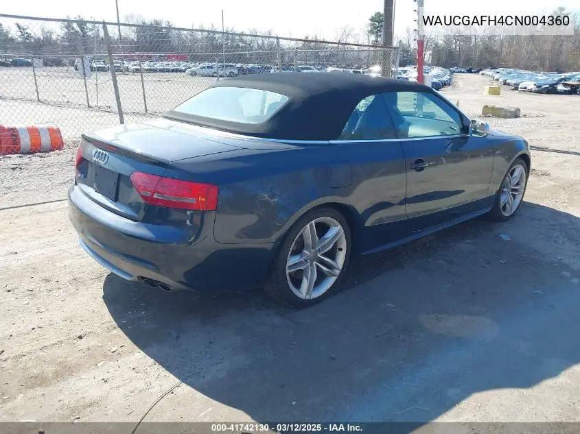 2012 Audi S5 3.0 Premium Plus VIN: WAUCGAFH4CN004360 Lot: 41742130