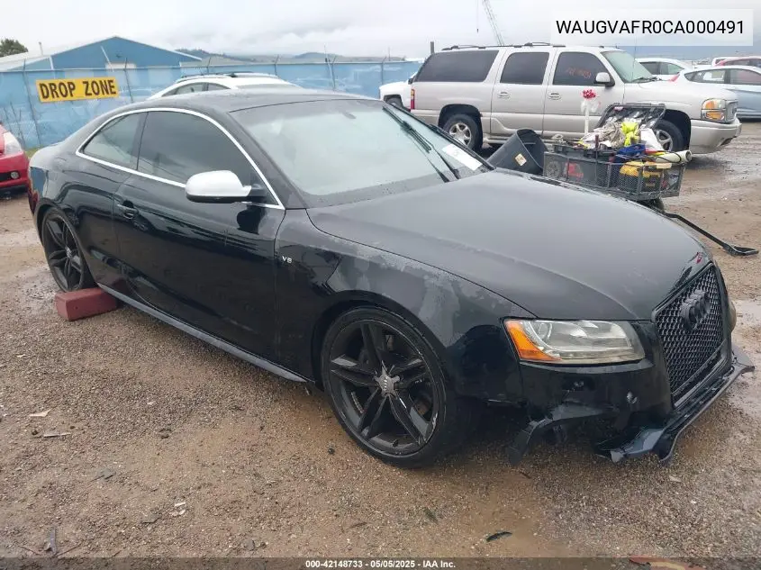 2012 Audi S5 4.2 Premium Plus VIN: WAUGVAFR0CA000491 Lot: 42148733