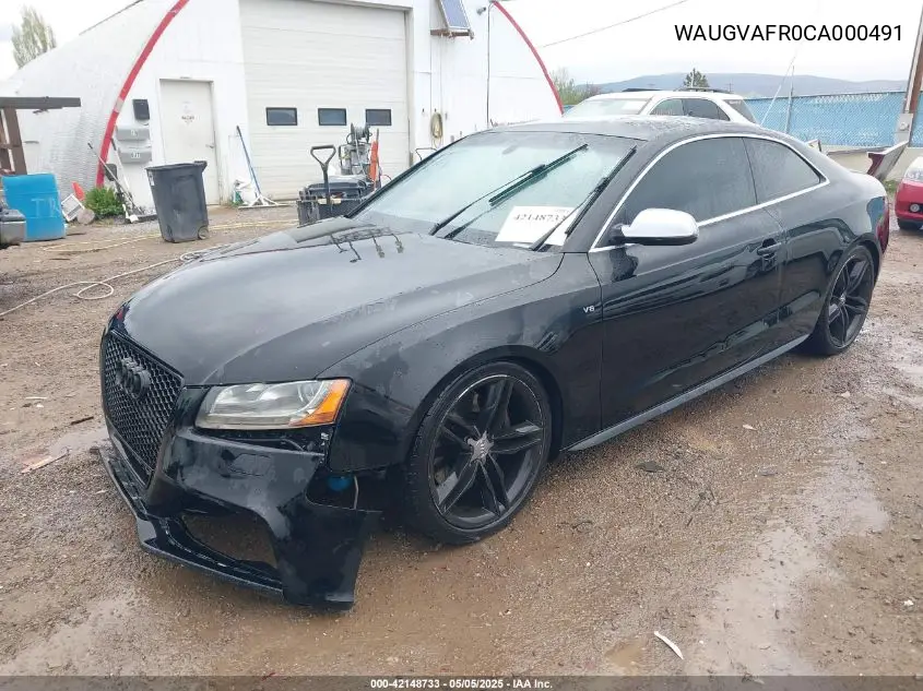 2012 Audi S5 4.2 Premium Plus VIN: WAUGVAFR0CA000491 Lot: 42148733