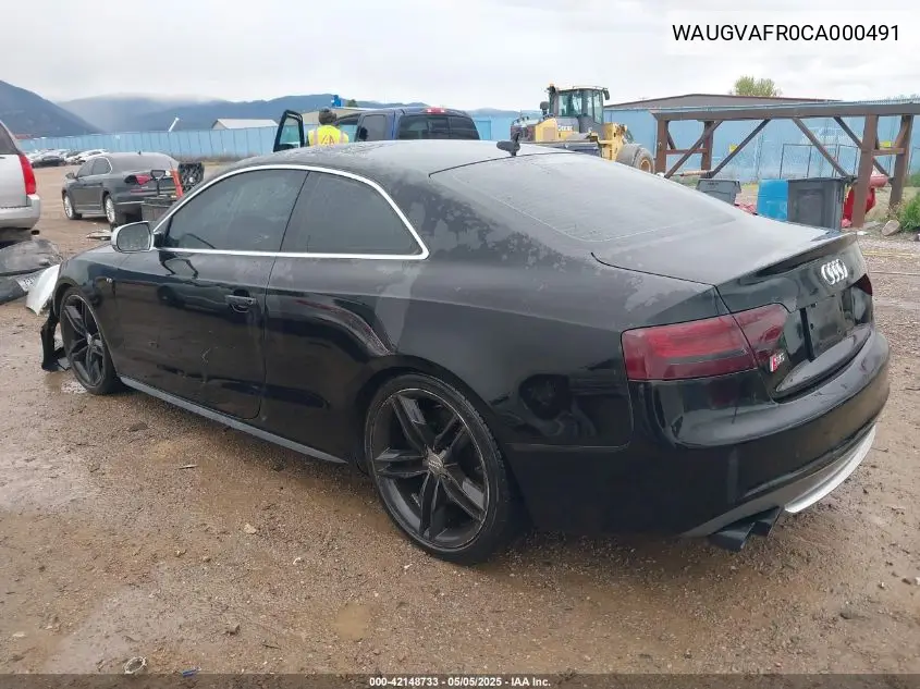 2012 Audi S5 4.2 Premium Plus VIN: WAUGVAFR0CA000491 Lot: 42148733