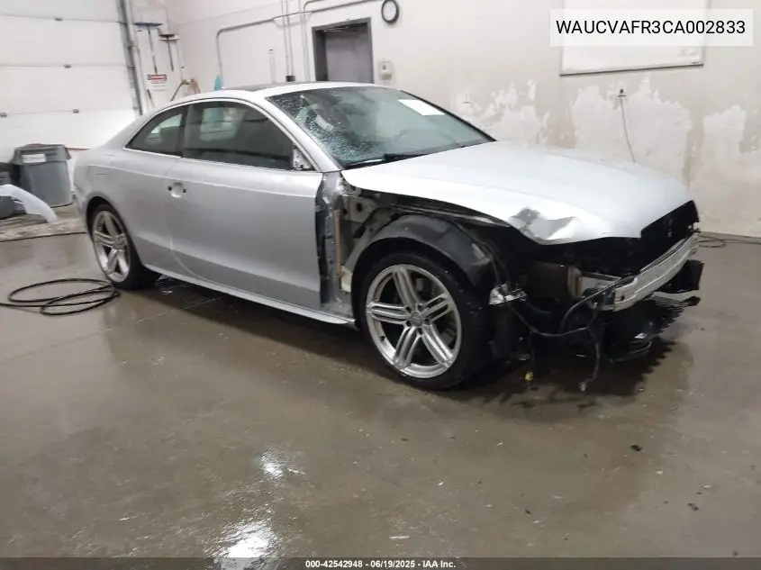 2012 Audi S5 Premium Plus VIN: WAUCVAFR3CA002833 Lot: 42542948