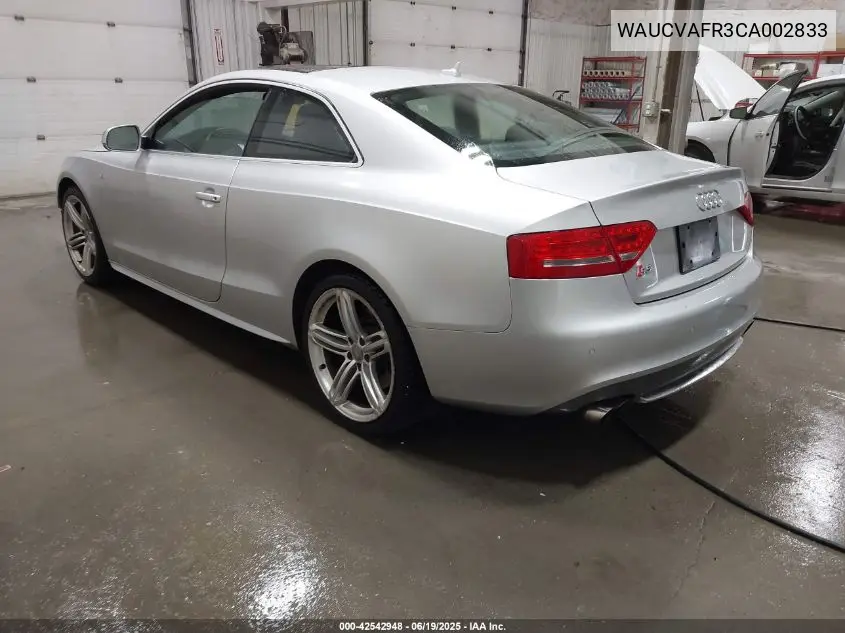 2012 Audi S5 Premium Plus VIN: WAUCVAFR3CA002833 Lot: 42542948
