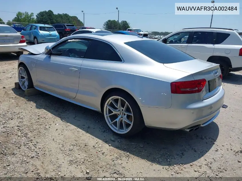 2012 Audi S5 4.2 Premium Plus VIN: WAUVVAFR3CA002484 Lot: 42598303