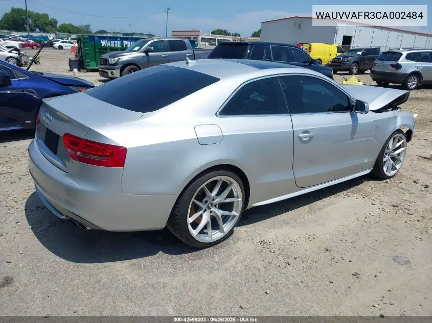 2012 Audi S5 4.2 Premium Plus VIN: WAUVVAFR3CA002484 Lot: 42598303