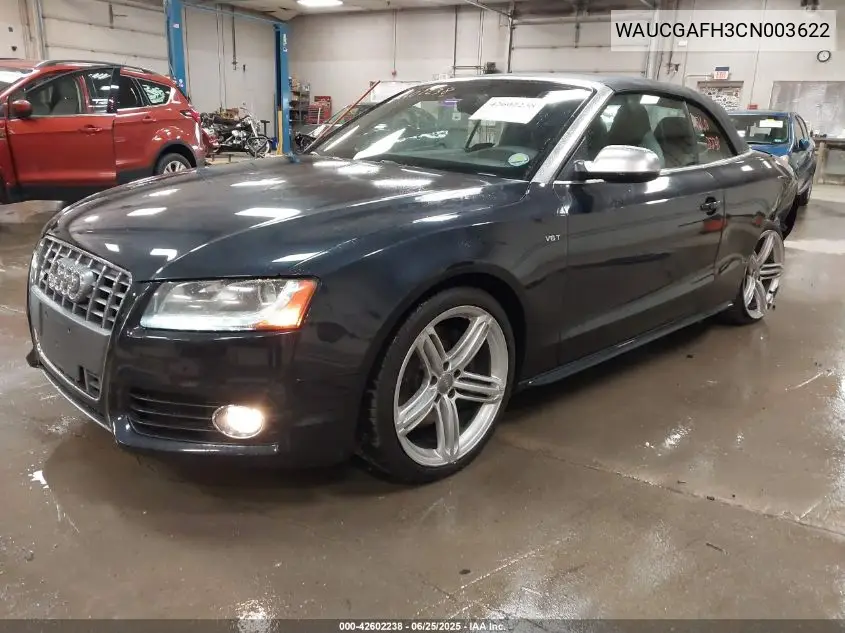 2012 Audi S5 3.0 Premium Plus VIN: WAUCGAFH3CN003622 Lot: 42602238