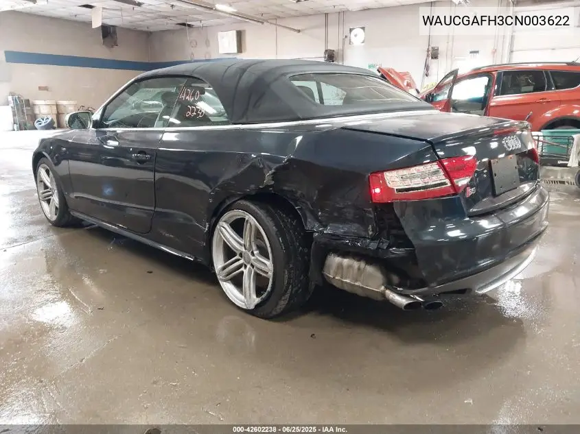 2012 Audi S5 3.0 Premium Plus VIN: WAUCGAFH3CN003622 Lot: 42602238