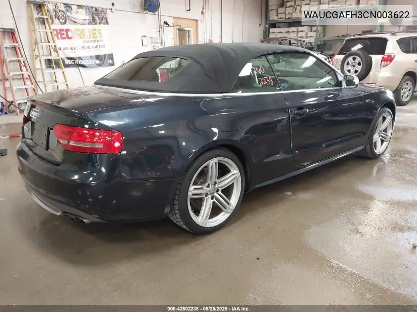 2012 Audi S5 3.0 Premium Plus VIN: WAUCGAFH3CN003622 Lot: 42602238
