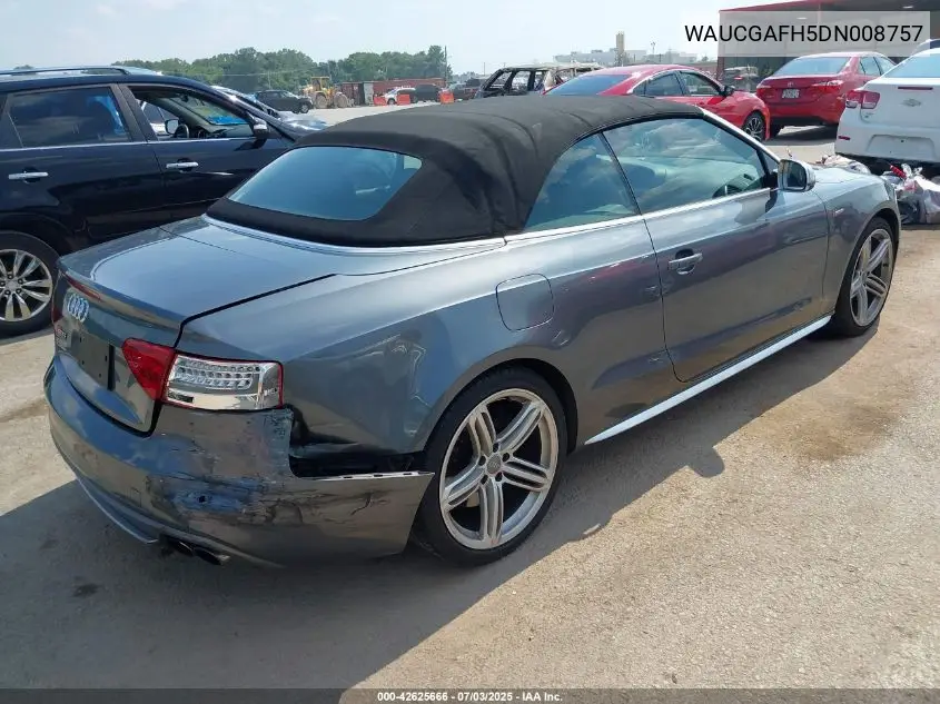 2013 Audi S5 3.0T Premium Plus VIN: WAUCGAFH5DN008757 Lot: 42625666