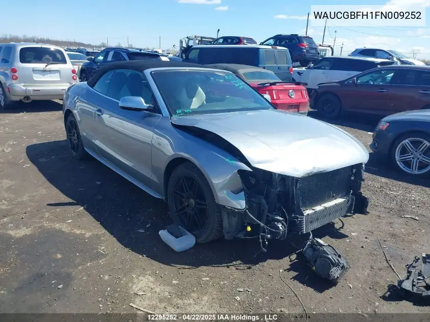2015 Audi S5 3.0T Progressiv VIN: WAUCGBFH1FN009252 Lot: 12295252