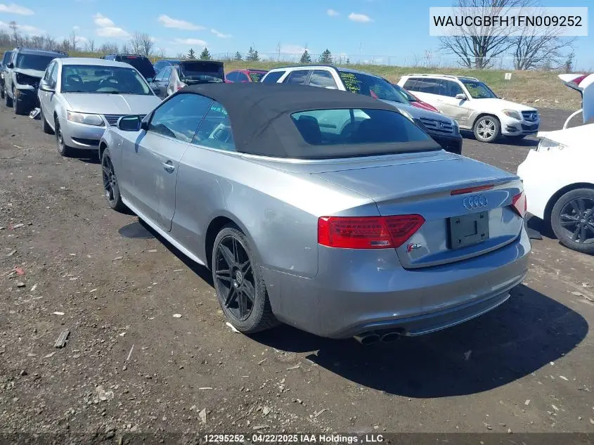 2015 Audi S5 3.0T Progressiv VIN: WAUCGBFH1FN009252 Lot: 12295252