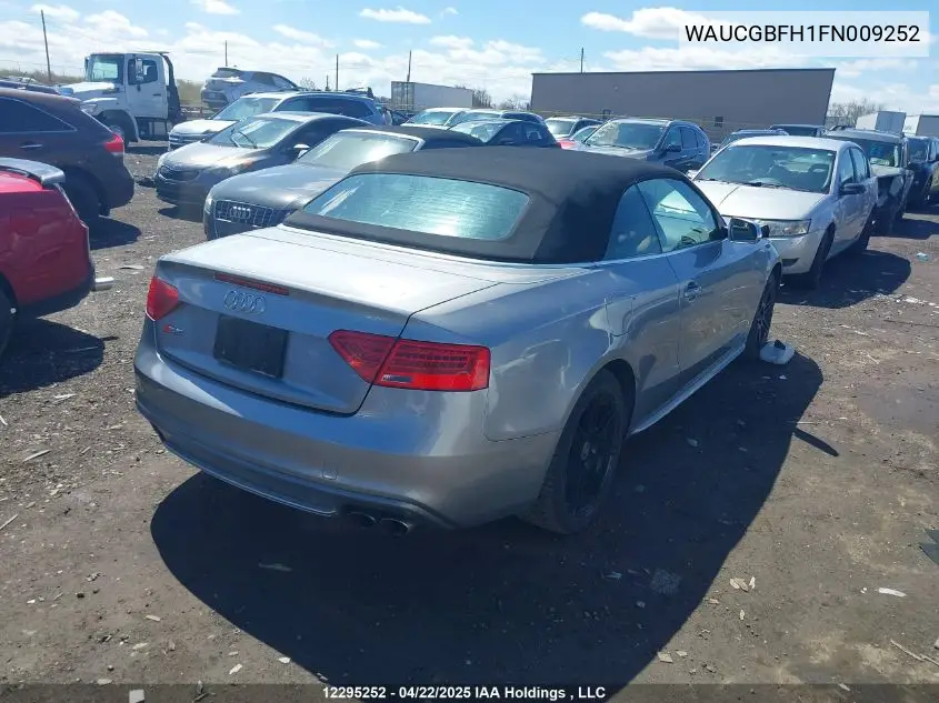 2015 Audi S5 3.0T Progressiv VIN: WAUCGBFH1FN009252 Lot: 12295252