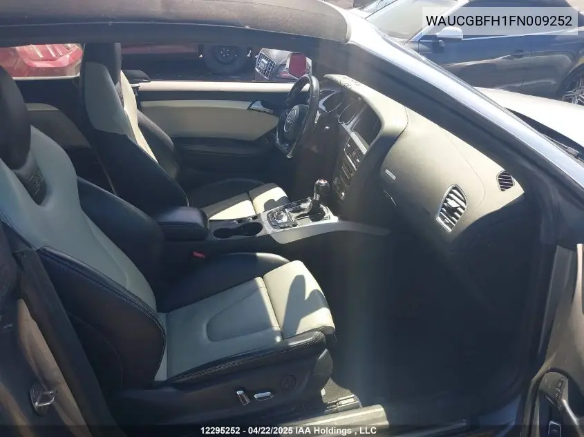 2015 Audi S5 3.0T Progressiv VIN: WAUCGBFH1FN009252 Lot: 12295252
