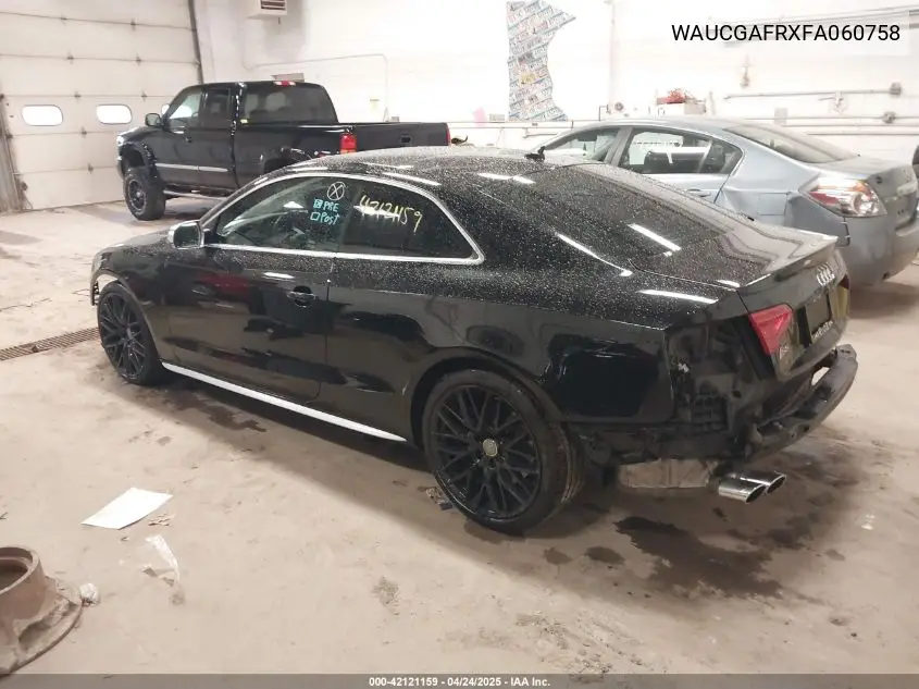 2015 Audi S5 3.0T Premium Plus VIN: WAUCGAFRXFA060758 Lot: 42121159