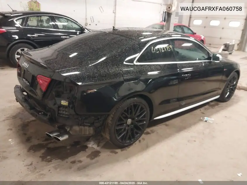 2015 Audi S5 3.0T Premium Plus VIN: WAUCGAFRXFA060758 Lot: 42121159