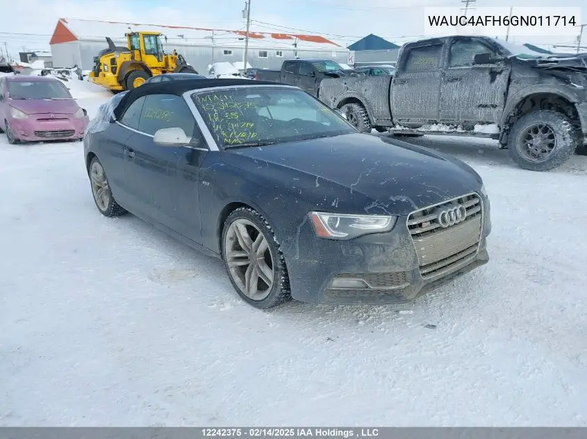 2016 Audi S5 VIN: WAUC4AFH6GN011714 Lot: 12242375