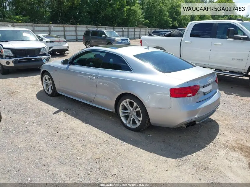 2016 Audi S5 3.0T Premium Plus VIN: WAUC4AFR5GA027483 Lot: 42480190
